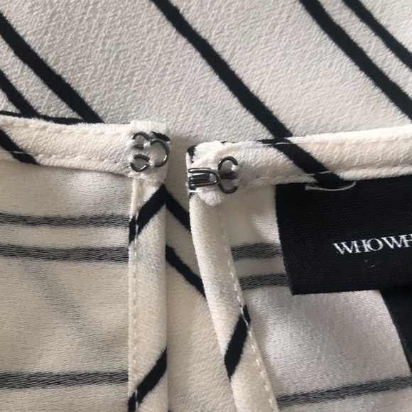 Whowhatwear  cream striped bell short sleeves back closure cropped top size L - Picture 10 of 10